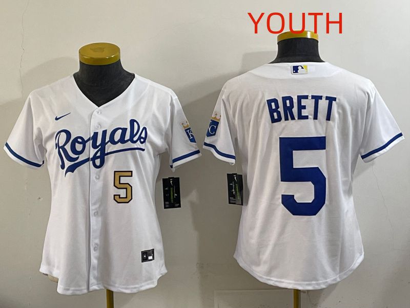 Youth Kansas City Royals #5 Brett White Game Nike MLB Jersey style 004